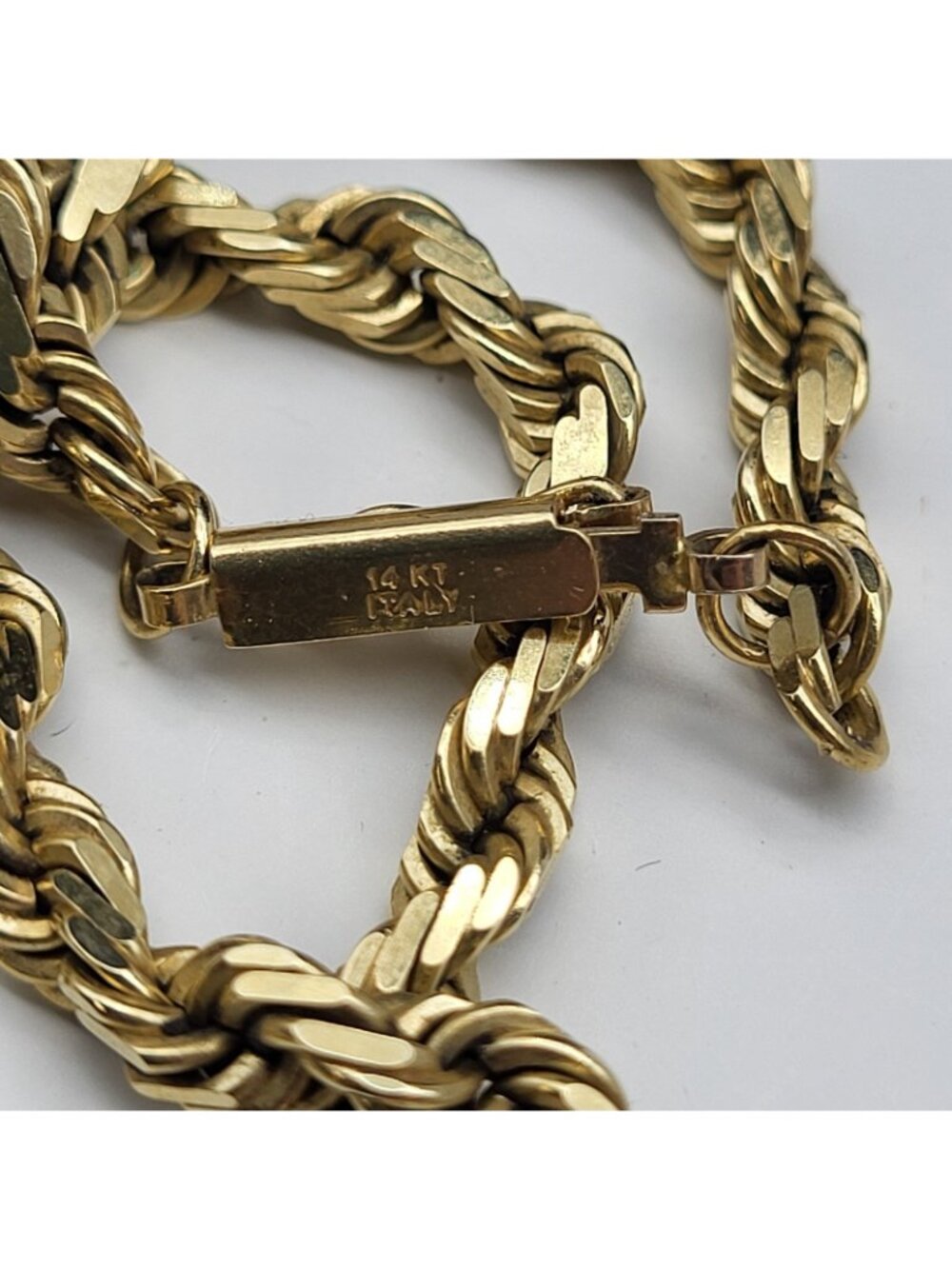 Heavy Gold Chain Solid 14k Italy Yellow Gold 27 Grams 16" Safety Clasp - Picture 7 of 12